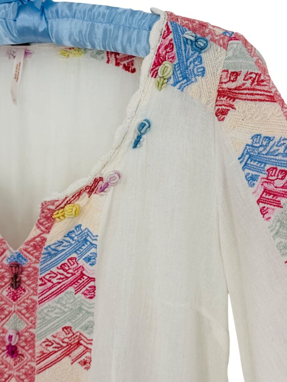 Free People White Embroidered Crochet Trim Bell Sleeve Mini Dress 4| Cottagecore - Picture 6 of 16